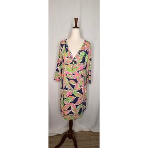 Lilly Pulitzer Palmetto Shift Dress “In The Vias” Navy Pink Gold Pima Cotton
XL